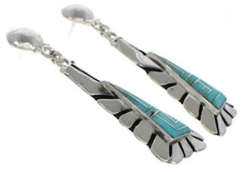 Sterling Silver Turquoise Inlay Post Dangle Earrings Jewelry TX26174